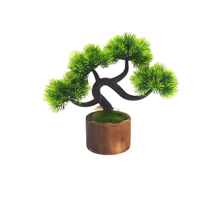 Ahşap tencerede yapay bonsai ağacı, bonsai çam ağacı için masa süsü - Product Image 2