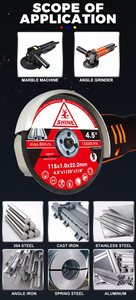 Độ cứng cao 4.5 inch nhôm Oxit mài mòn đĩa cắt 1.mm Độ dày 115*1*22.2mm tùy chỉnh OEM - Product Image 6