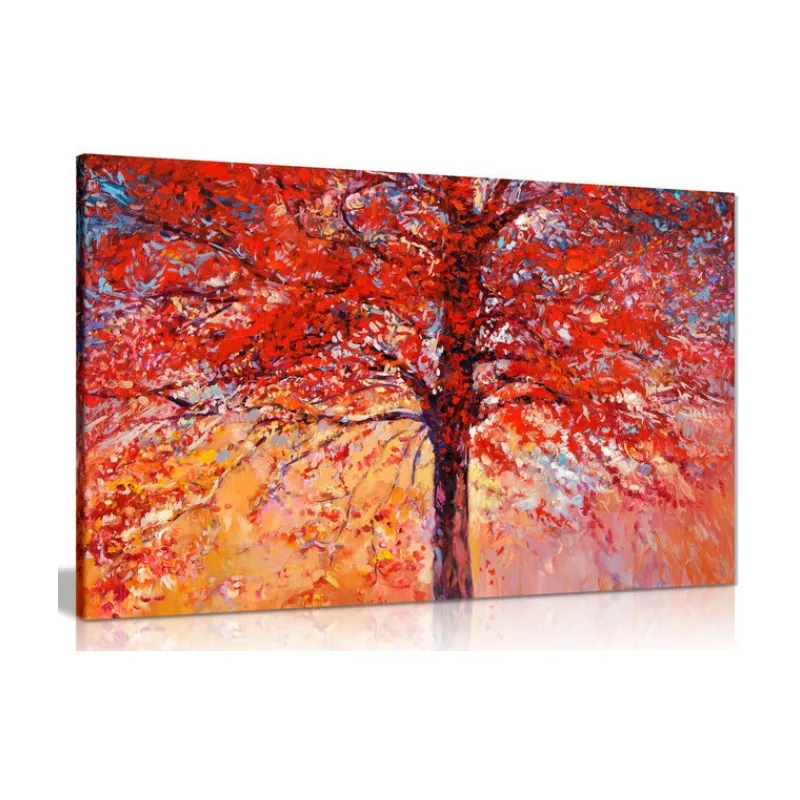 Peinture à l'huile abstraite rouge automne arbre moderne toile photo impression décor à la maison toile mur art affiche peinture imprimée