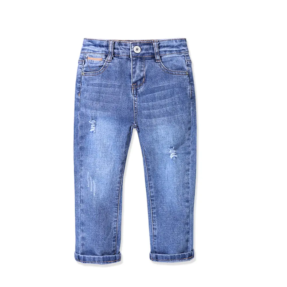Calça jeans infantil elástica de algodão, nova tendência primavera, atacado, 2023, para meninos, em linha reta, jeans