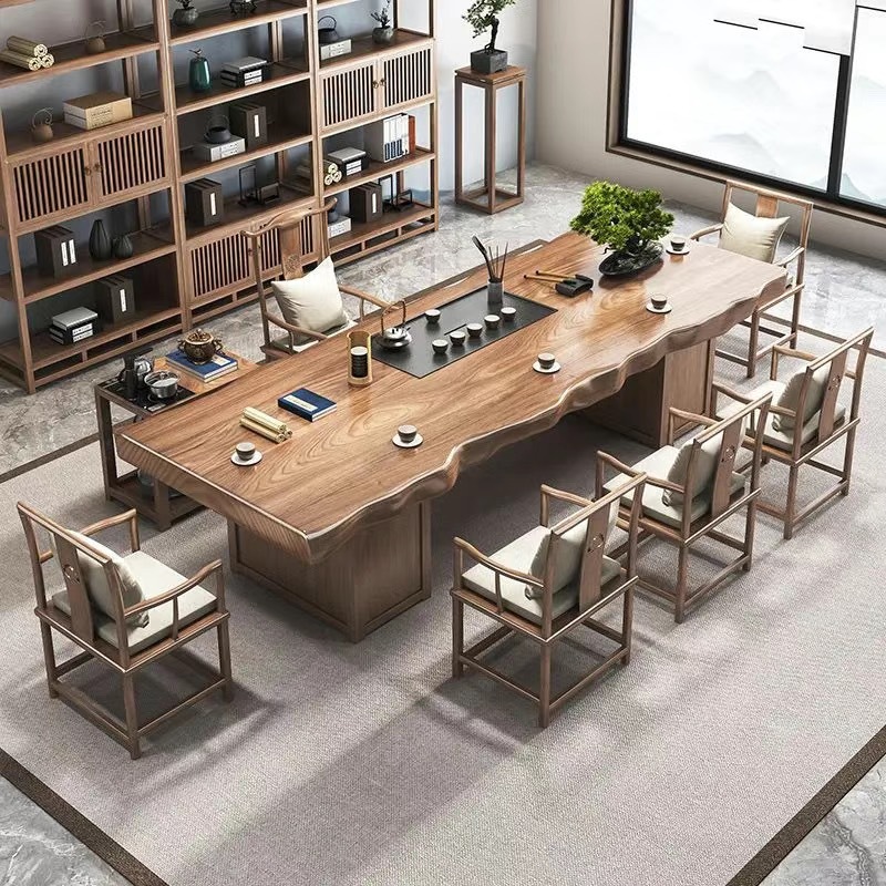 Mesa de 1,6 metros, sillas principales, 4 sillas de invitados, mesa de té