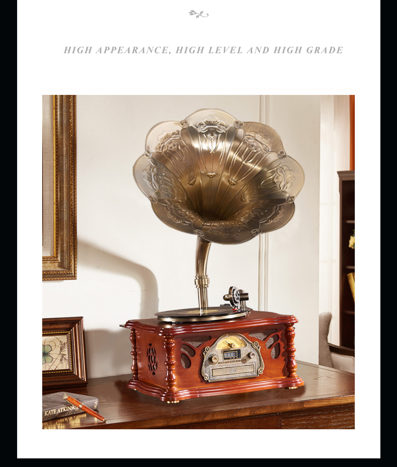 Best Quality wooden Retro Gramophone Multifunctional player phonograph for home audio