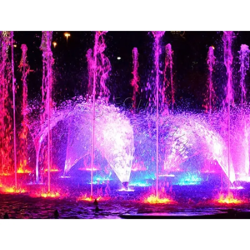 Fantezi tasarım renkli müzikli fıskiye gösterisi açık salıncak dans müzikal su çeşmesi Led ışıkları ile