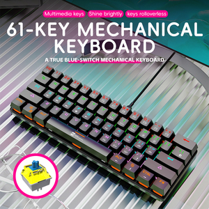 Teclado mecánico personalizado con cable de 61 teclas con interfaz tipo C USB RGB interruptor mecánico de ordenador Teclado retroiluminado para juegos - Product Image 1