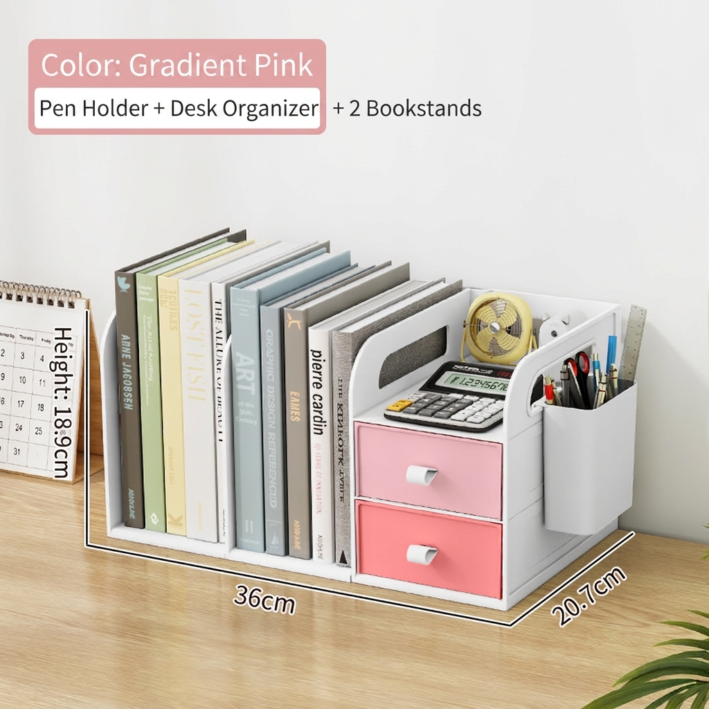 Gradient pink: desktop drawer box-2 bookshelf