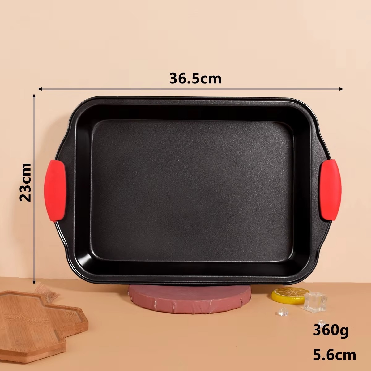 Bandeja para hornear rectangular de 36 cm de profundidad con doble asa.