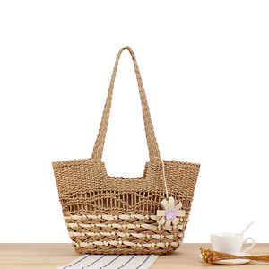 Boho hand gewebte Strand tasche Seaside Travel Straw Damen handtaschen mit großer Kapazität Sommer