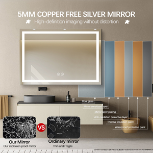 HD đồng miễn phí Bạc gương cho phòng tắm sử dụng ánh sáng phía trước với nhôm bảng điều chỉnh chất lượng cao Led Gương - Product Image 5