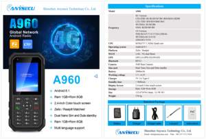 Anysecu 4G mới A960 2.4inch android8.1 2800mAh A960 1GB + 8GB Làm việc với realptt/zello A960 với GPS đài phát thanh - Product Image 4