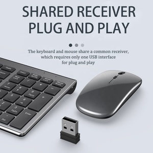 Combo de teclado y ratón inalámbricos 2,4G, combinación de teclado y ratón inalámbricos silenciosos Blue 5,0
