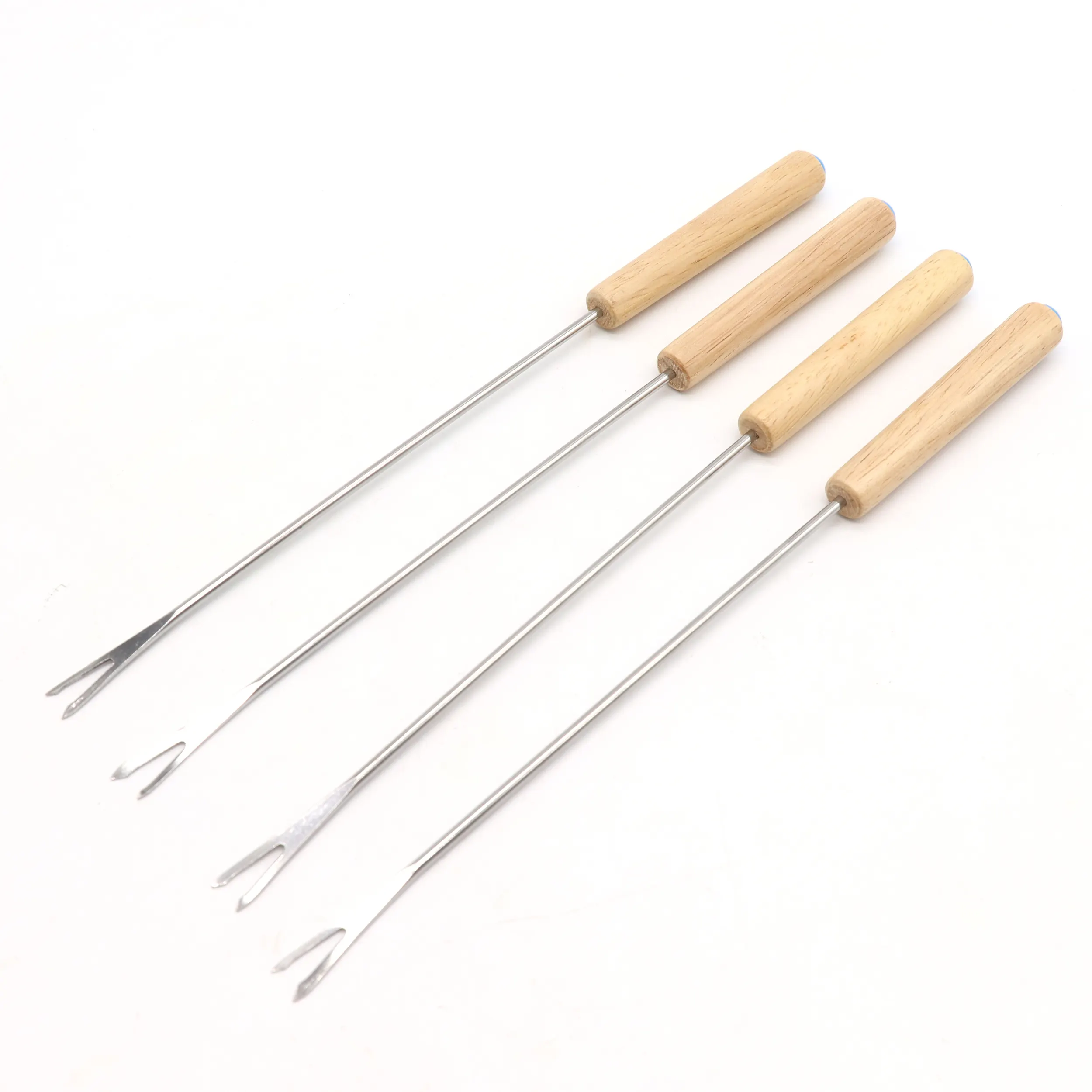 Roasting Sticks with Wooden Handle Extendable Forks Telescoping Smores Skewers for Campfire Firepit and Sausage BBQ