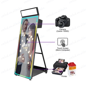 Social Media Photo Booth Air Drop All in One <strong>Computer</strong> 43 Inch Touch Panel Photo Booth Lighted Selfie Mirror Photo Booth Machine - Product Image 1