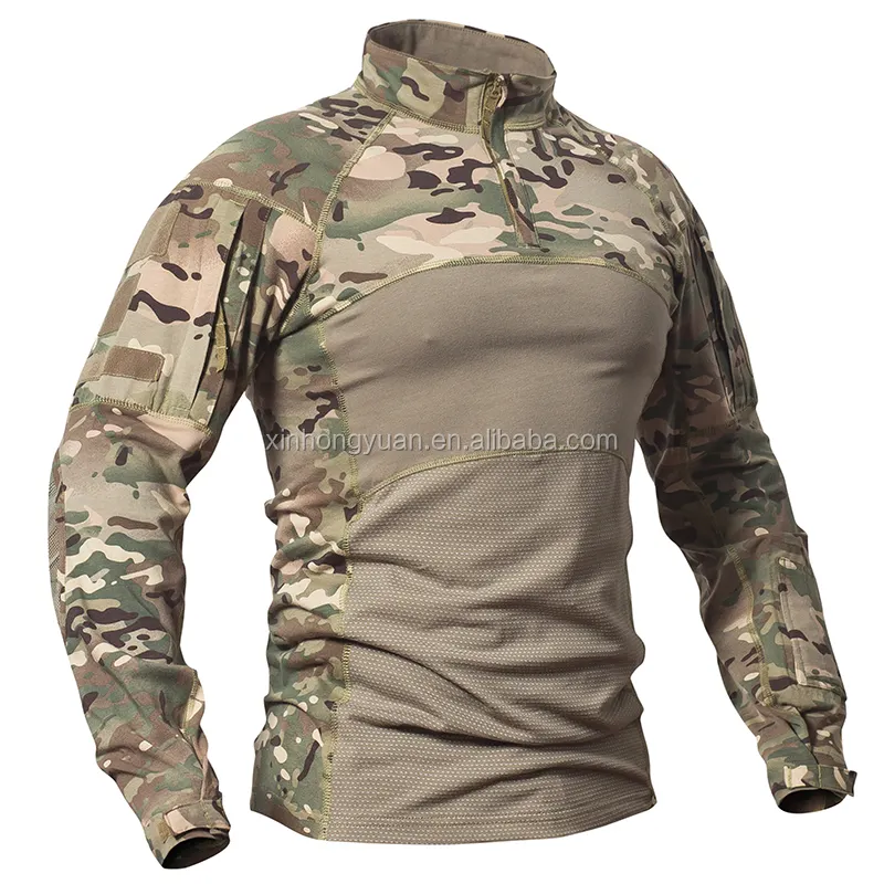 Gear Tactical Shirt Hombres Camisa de rana de manga larga Multicam Camisas de algodón