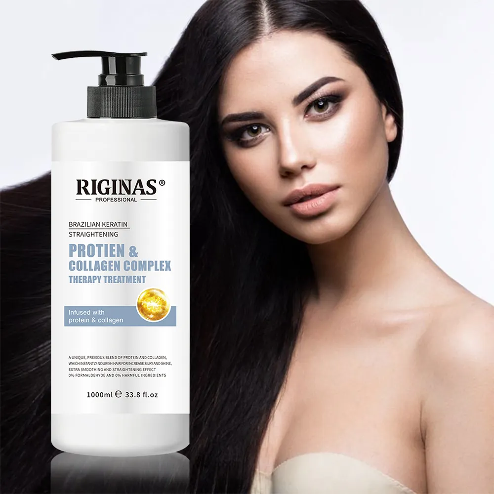 Riginas sans formaldéhyde 1000ml lait de kératine traitement des cheveux lissage bio kératine pour le traitement des cheveux