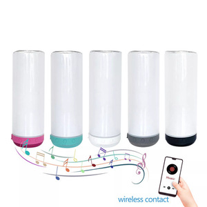 20 עוז סובלימציה ישר-צינור Bluetooth גביע רמקול 304 נירוסטה תרמוס נייד בקבוק מים פרסום בקבוק מים עם לוגו