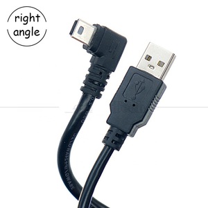 90度l形左角USB 2.0 A公到迷你B 5针USB数据充电线，用于MP3相机1m 2m 3m 5m - Product Image 1