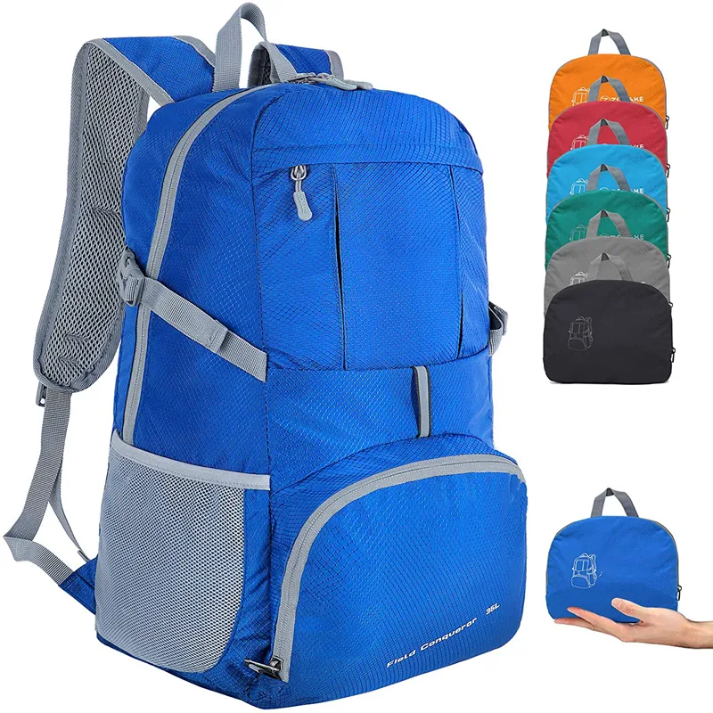 Lightweight high quality nylon 35L waterproof foldable sports bags outdoors hiking travel backpack