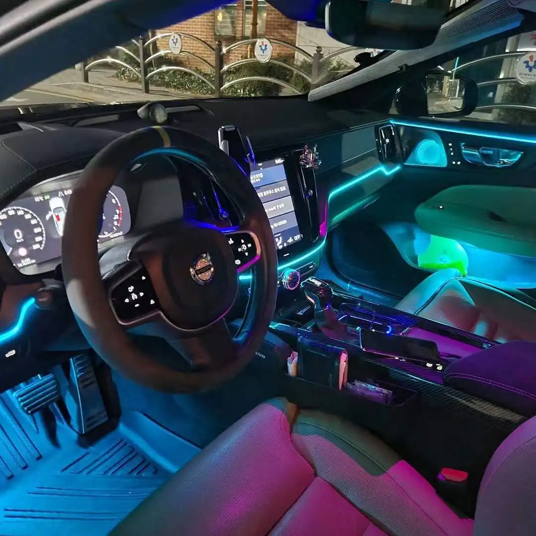Araç aydınlatma sistemi, atmosfer ışıkları LED 64 renk ortam ışığı araba Volvo S90 XC90 için