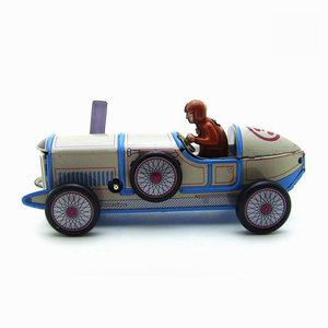 EE1346 klasik rüzgar Up araç teneke oyuncak el yapımı Vintage Metal Clockwork bahar Racer araba modeli Clockwork oyuncak - Product Image 3