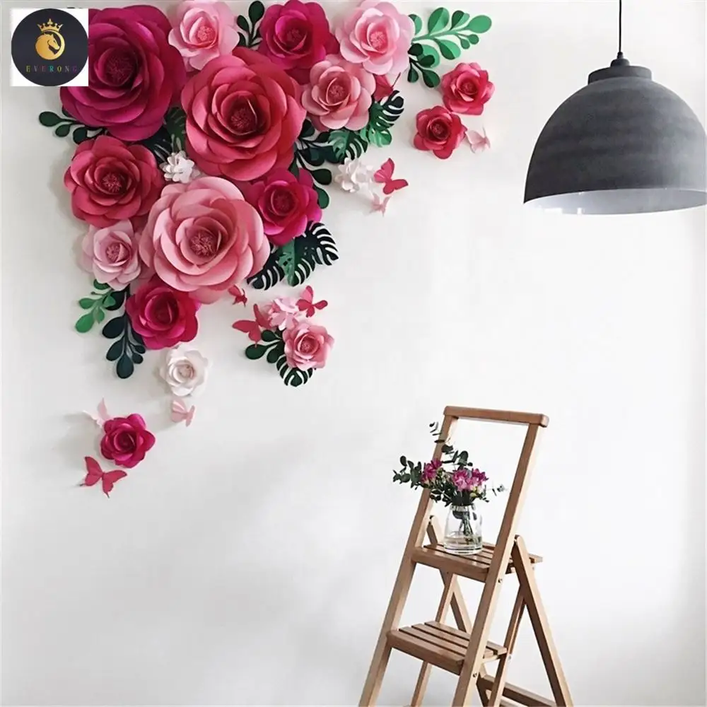 M097 fai da te modelli di carta rosa Blush carta da vivaio fiore decorazione da parete di nozze grande Mini avorio minuscolo rosa fiore di carta artificiale