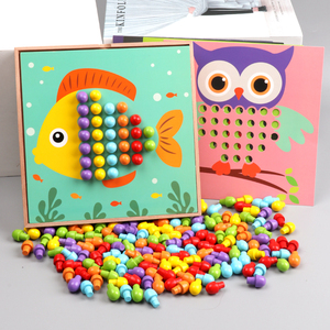 New Arrive Button Art Toy Wooden Colorful Matching Mosaic Pegboard Early Learning Educational Toys for Toddler Color <strong>Perception</strong> - Product Image 4