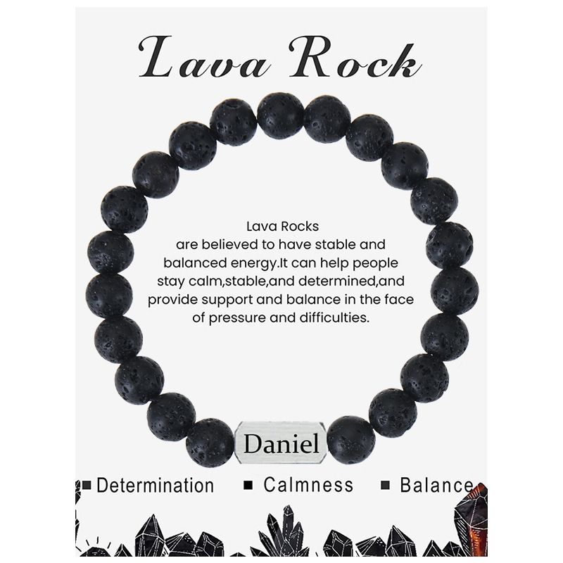 Pulsera de piedra volcánica negra