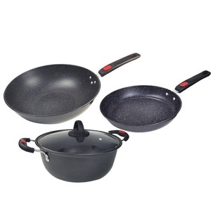 モダンな環境にやさしい3ピース調理器具セット家庭用ノンスティックメタルパンアイアンポットライストーンクロスボーダークッキングに最適 - Product Image 5