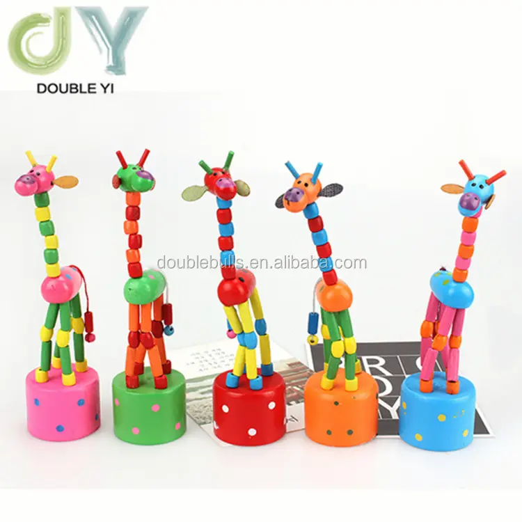 Brinquedos de madeira artesanato, crianças brinquedos do desenho animado girafa dança de madeira