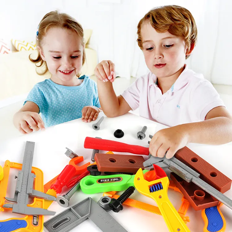 Kit cassetta degli attrezzi di riparazione ABS finta giocattoli simulazione cassetta degli attrezzi multifunzione bambini fix Tool toy little engineer tool set