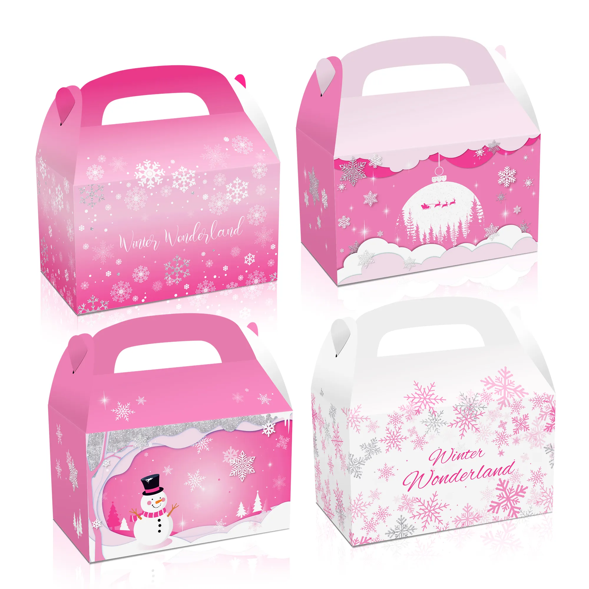 Xindeli DD212 buon natale rosa pupazzo di neve fiocco di neve caramelle carta regalo torta scatola per la festa di natale