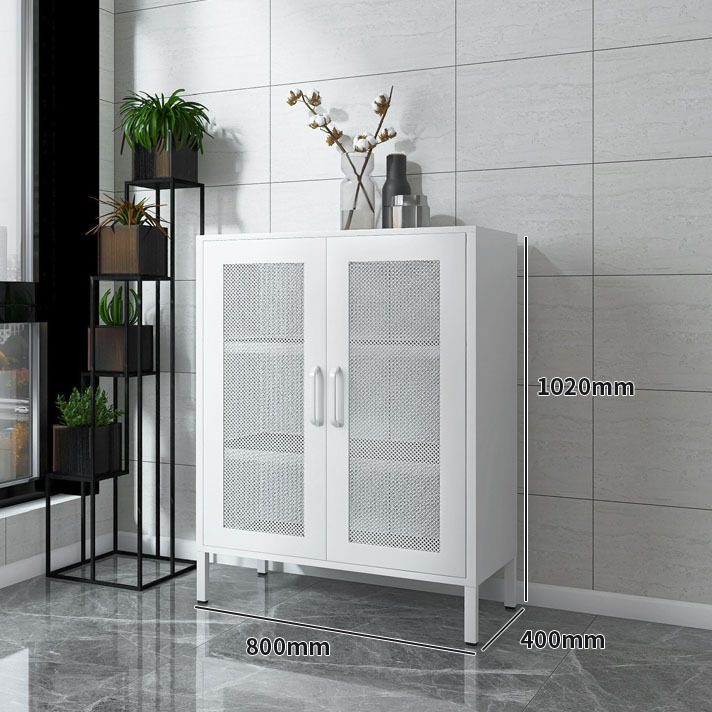 Armoire à porte grillagée blanche