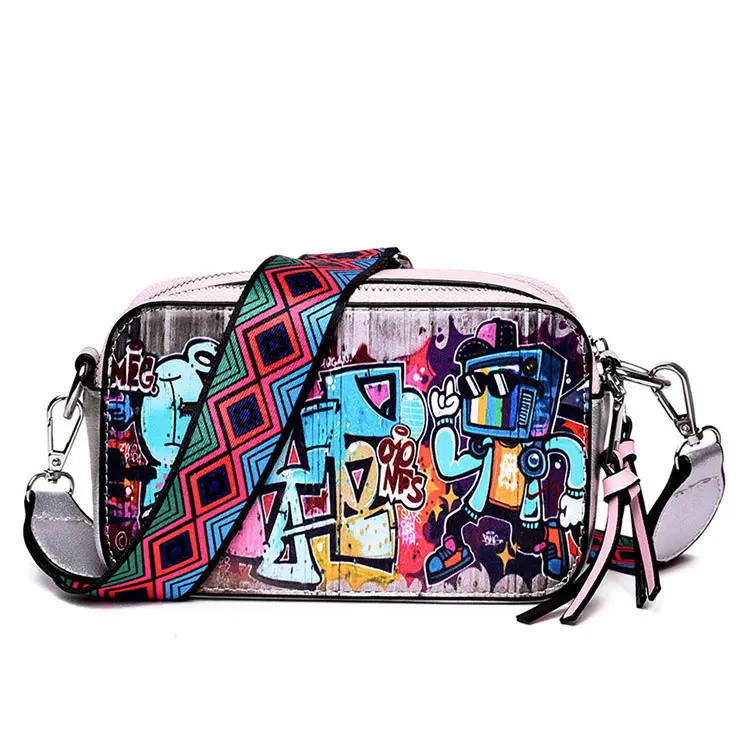 Ins Populaire Single Schoudertas Hip Hop Brede Band Bolsa Gepersonaliseerde Graffiti Crossbody Tas