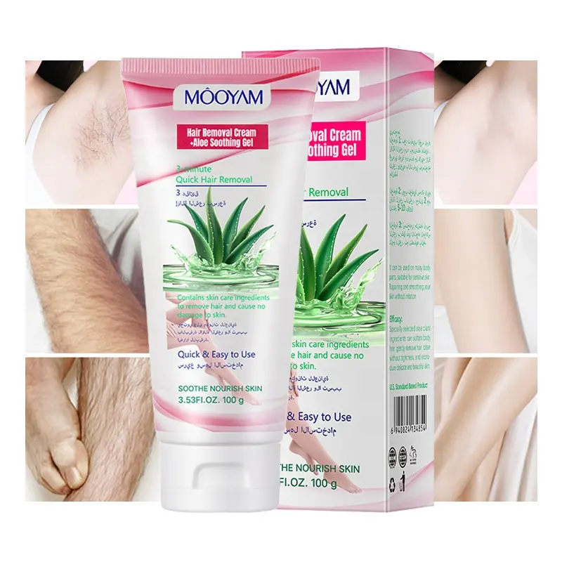 Etiqueta privada corpo peças privadas depilatório orgânico aloe vera 5 minutos instantânea creme de remoção de pelos para homens e mulheres