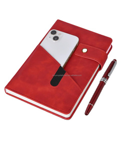 Planificador 2025 con bolsillo elástico, diseño de cubierta personalizado, diarios de bolígrafo rojo A5, cubierta de tela plana para cuaderno con ranura para bolígrafo - Product Image 1