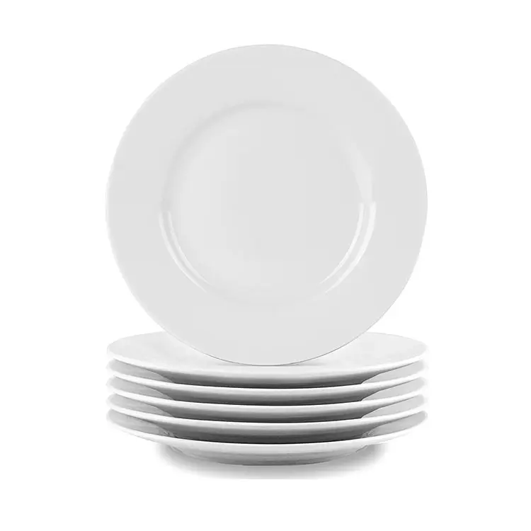 Yüksek kaliteli otel ev restoran 8 9 10 inç kırılmaz yuvarlak beyaz plastik yemek tabakları