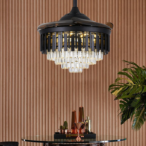 现代豪华发光二极管水晶吊扇灯带遥控家庭餐厅装饰吊灯 - Product Image 3