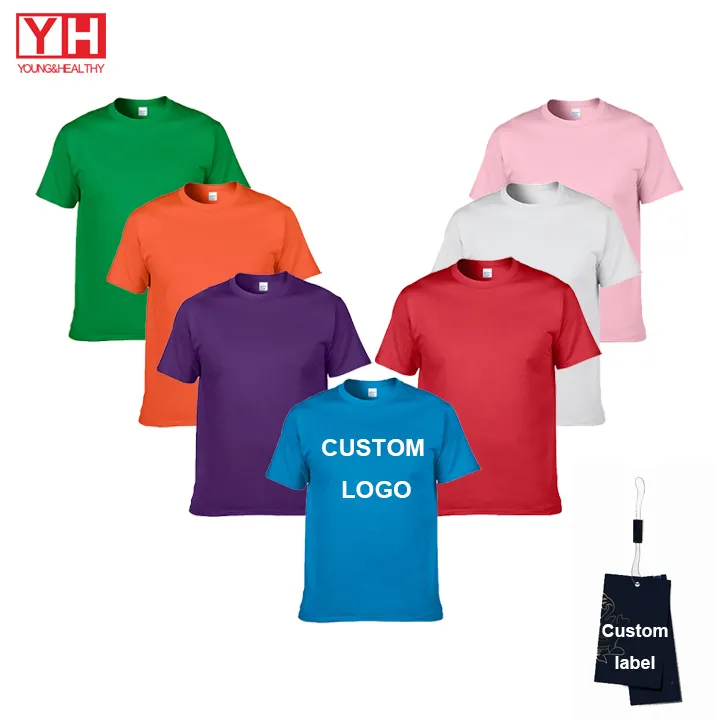 Rahat erkek T-shirt düz T Shirt boy erkek tişörtü toptan yuvarlak boyun kısa kollu yüksek kalite % 100% pamuk örme