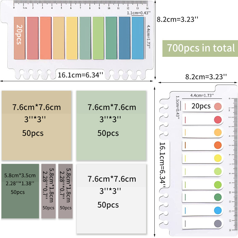 Large, medium, and small sticky notes 2 cards