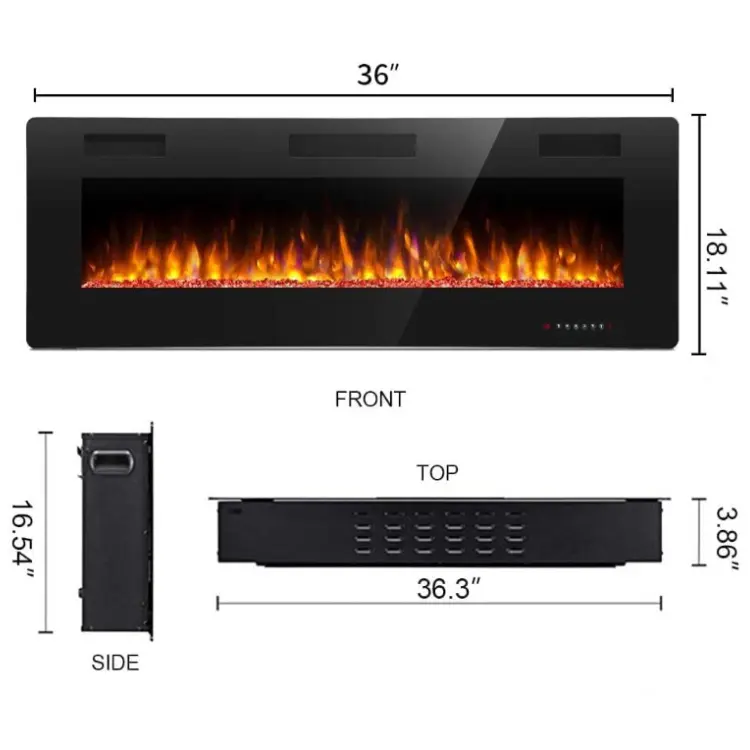 50 pouces autoportant 5 flamme luminosité décor mural Newal encastré chauffage de cheminée électrique