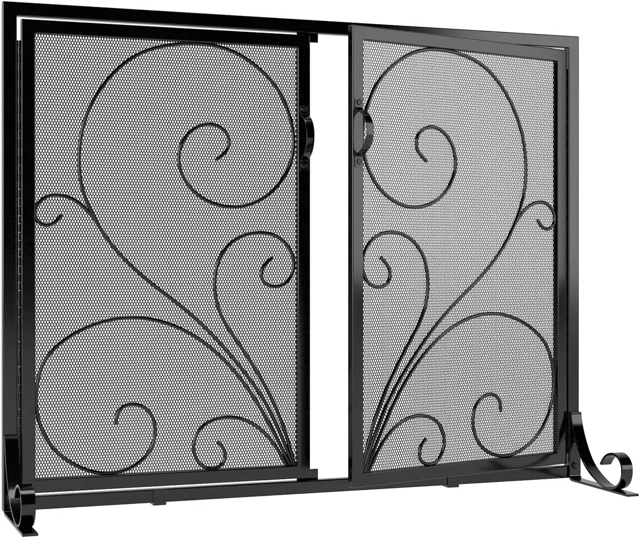 Chaîne avec porte peinte, étincelle décorative, traction pliante, maille en verre trempé, vitrail, treillis métallique, écran de cheminée en métal