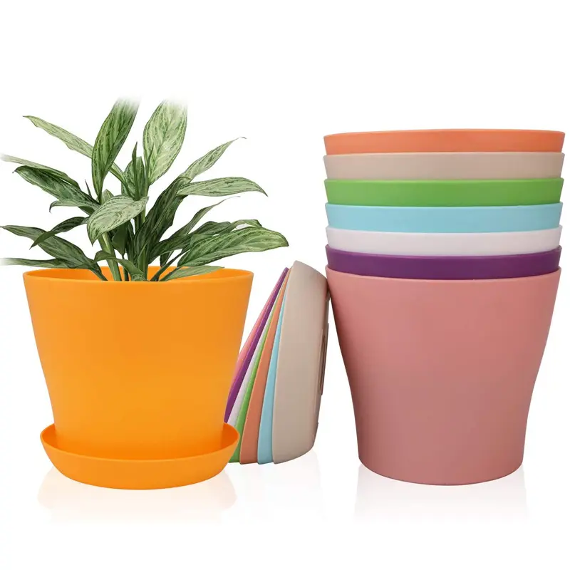 Jardinage pots de fleurs en plastique pots de fleurs et plantes plantation pots de fleurs couleur avec plateau