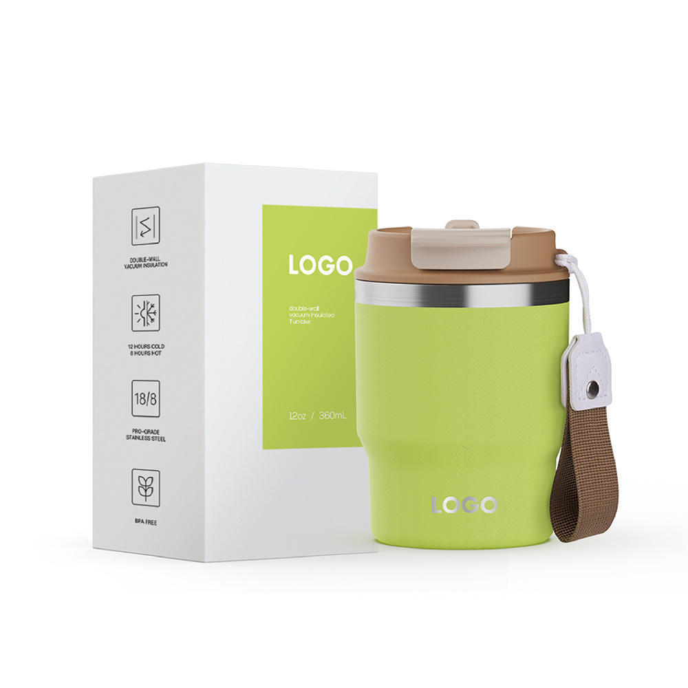 Fruit green lanyard double coffee cup