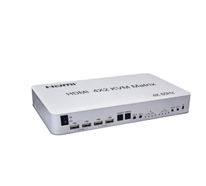New Coming <strong>HDMI</strong> <strong>2</strong>.0 4x2 <strong>HDMI</strong> KVM <strong>Matrix</strong> Audio Video Switch Splitter Dual Display 4K 60hz Support <strong>2</strong> USB Mouse Keyboard Control <strong>4</strong> Computer PC - Product Image 1
