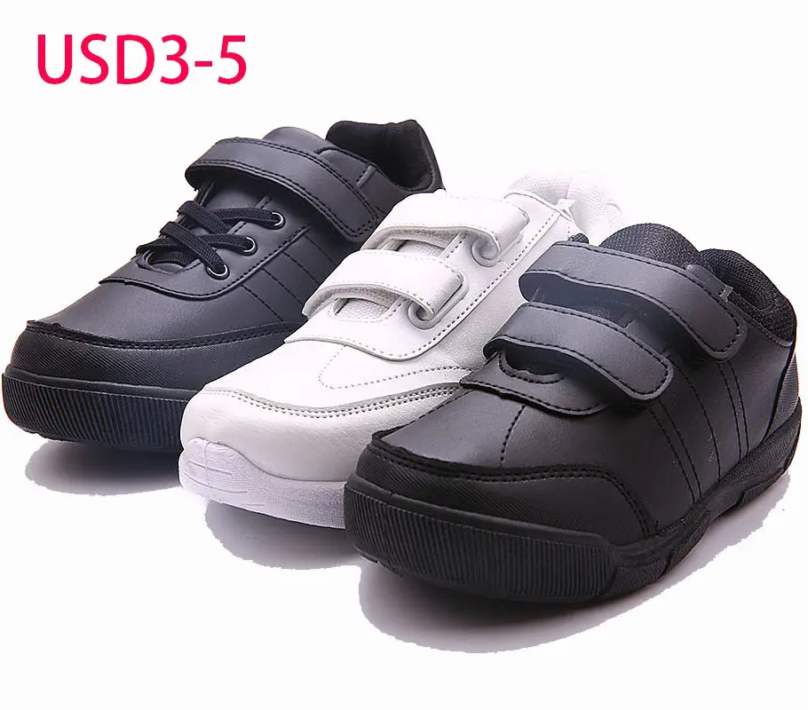 USD3-5 de fábrica para niños, zapatillas deportivas de diseño personalizado en color blanco y negro, baratas e informales, para la escuela