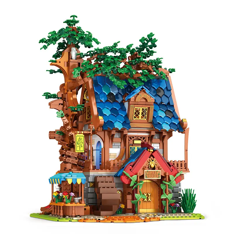 Reobrix 66008 MOC European Century Tree House Toys scena di Street Corner Building Bricks Blocks giocattoli per bambini