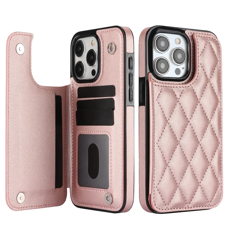 for iphone 15/14 pu leather credit card holder case wallet business for iphone 15 pro phone wallet case