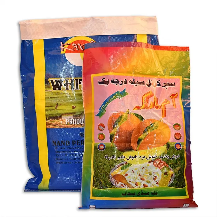 Sacos de arroz da tailândia 50kg pp saco de embalagem de arroz plástico 20kg