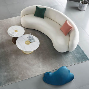 Canapé moderne à section en arc, tissu velours nuage, canapé 3 places pour réception d'hôtel, canapé d'attente dans le hall - Product Image 1