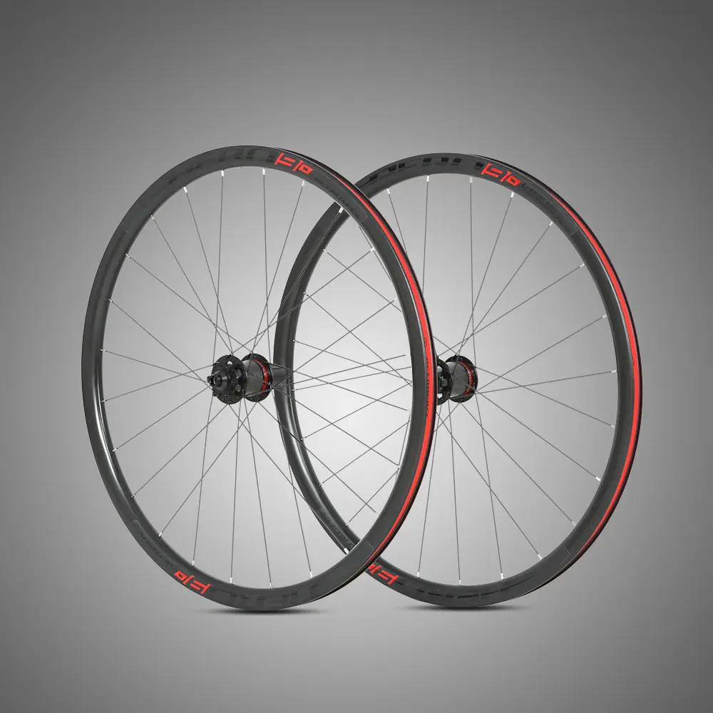 China factory 24 holes 4 bearings 700C carbon wheelsets road bike carbon wheels with 12*142 thru axle disc brake