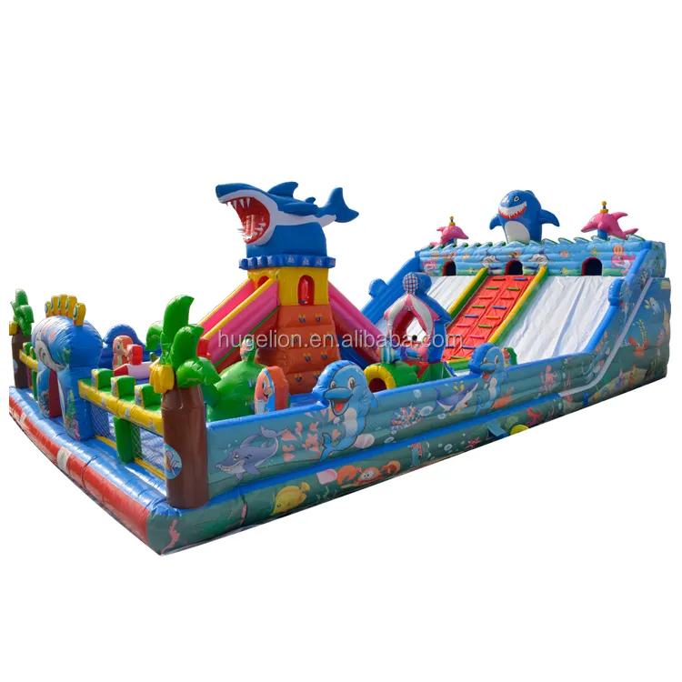 Commercial bouncy castle sea world inflatable playground kids inflatable fun city shark inflatable theme park